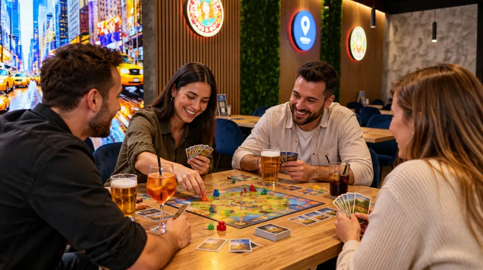 Freunde beim Brettspiel im Pub&Go Prenzlauer Berg