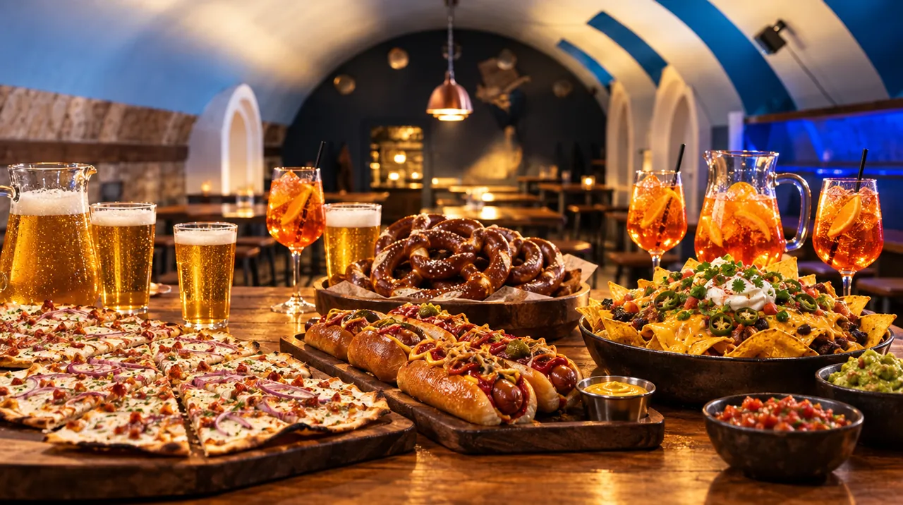 Flammkuchen, Hotdogs, Brezeln, Nachos und Drinks im Pub&Go Fürth