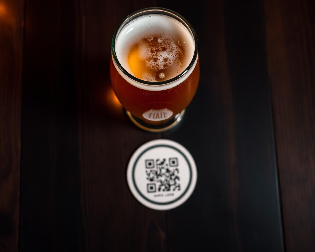 Frisch gezapftes Bier mit QR-Coaster
