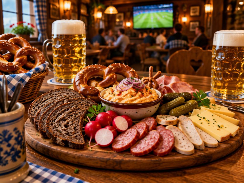 Fränkische Brotzeitplatte auf dem Tisch